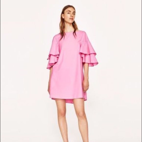 zara ruffle sleeve dress